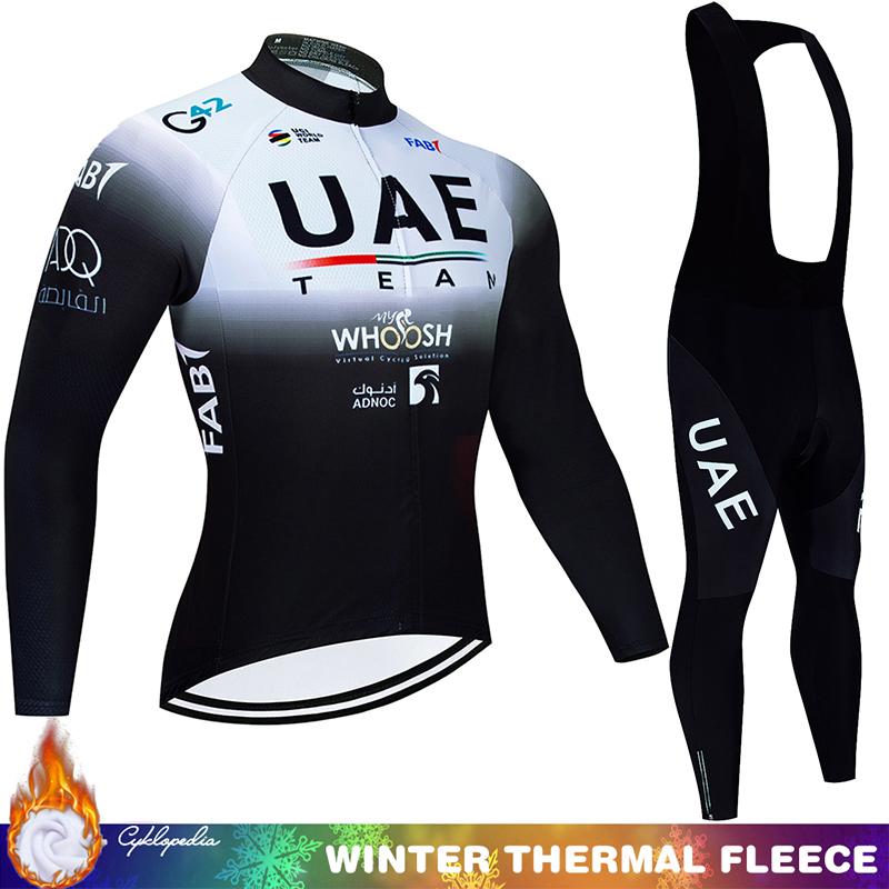 Complete Cycling 2024 UAE Winter Thermo-Fleece-Trikot Tricuta Man Road Herren-Outfit-Set MTB-Team Fahrradhosen Kleidung Kleidung Asian size - XS von Joom DACH