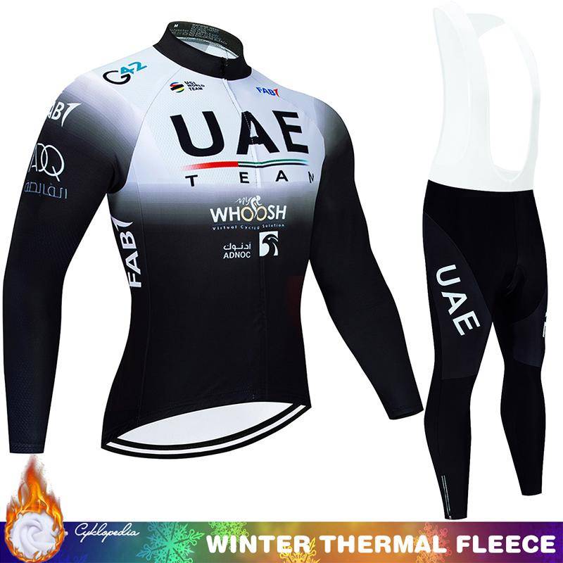 Complete Cycling 2024 UAE Winter Thermo-Fleece-Trikot Tricuta Man Road Herren-Outfit-Set MTB-Team Fahrradhosen Kleidung Kleidung Asian size - XXL von Joom DACH