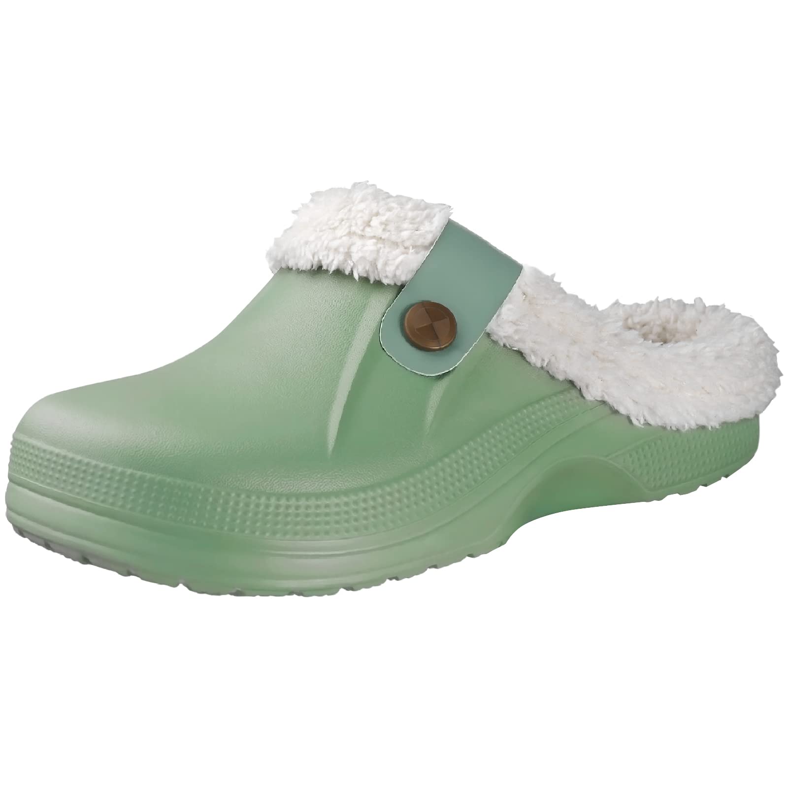 Comwarm Herren Clogs Hausschuhe Winter Warme Gartenschuhe Rutschfeste Wasserdichte Hausschuhe Männliche Weiche Fuzzy Slides Pelz Clogs Plüsch Slipper 39-40(9.4-9.6 inch) grün von Joom DACH