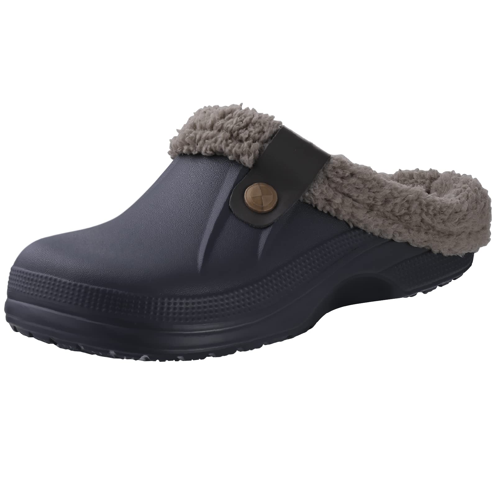 Comwarm Herren Clogs Hausschuhe Winter Warme Gartenschuhe Rutschfeste Wasserdichte Hausschuhe Männliche Weiche Fuzzy Slides Pelz Clogs Plüsch Slipper 42-43(10-10.2 inch) grau von Joom DACH