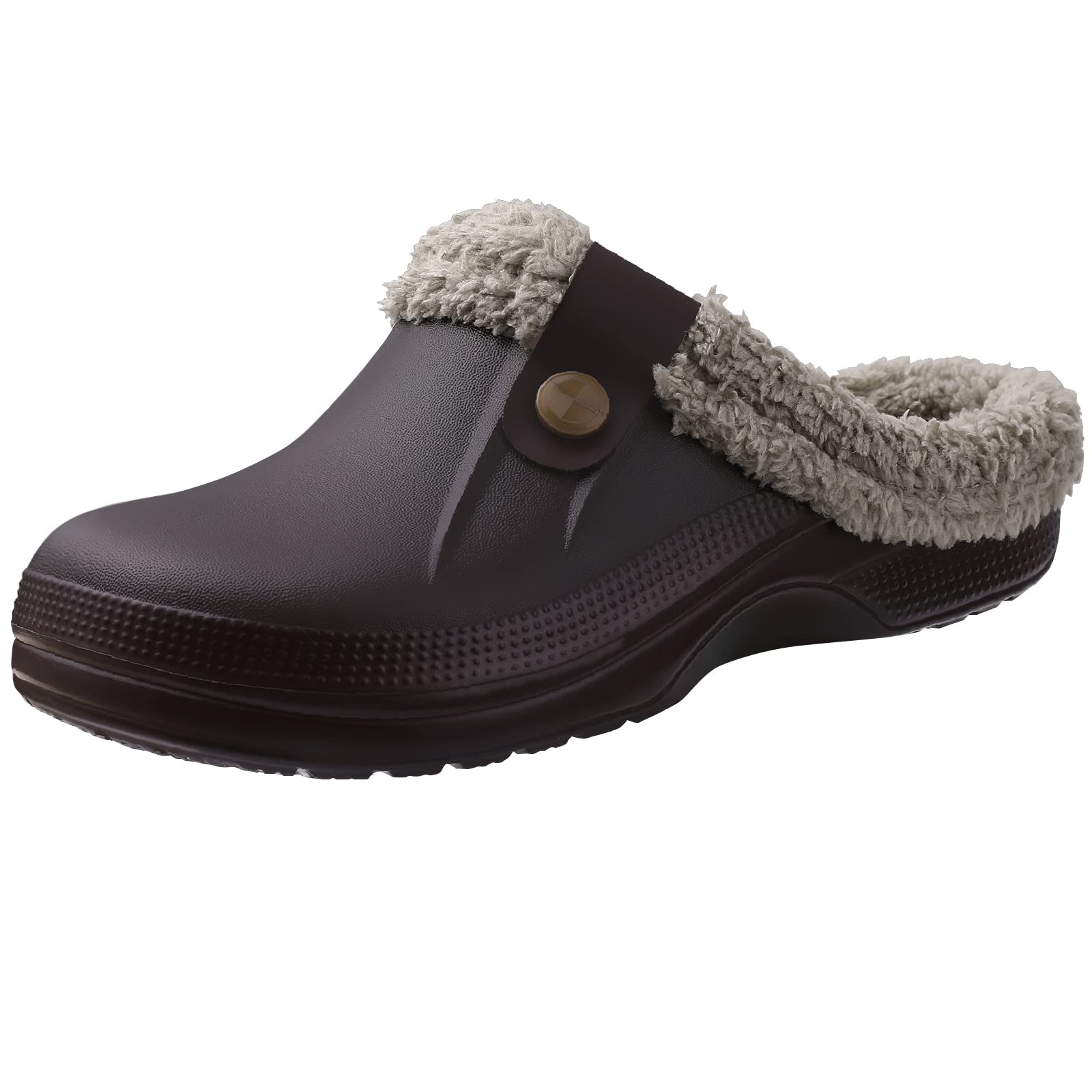 Comwarm Herren Clogs Hausschuhe Winter Warme Gartenschuhe Rutschfeste Wasserdichte Hausschuhe Männliche Weiche Fuzzy Slides Pelz Clogs Plüsch Slipper 42-43(10-10.2 inch) von Joom DACH