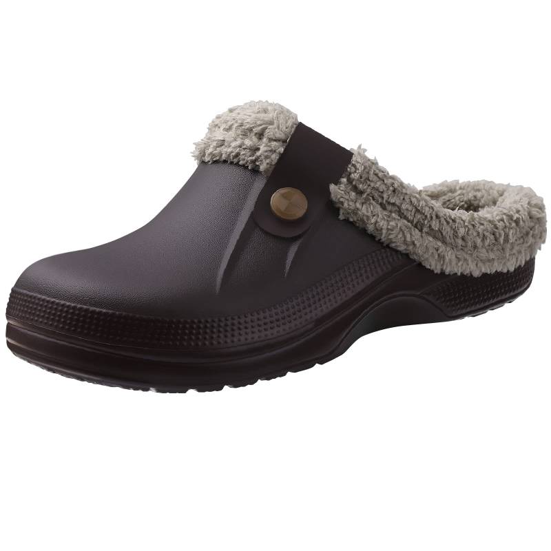 Comwarm Herren Clogs Hausschuhe Winter Warme Gartenschuhe Rutschfeste Wasserdichte Hausschuhe Männliche Weiche Fuzzy Slides Pelz Clogs Plüsch Slipper 42-43(10-10.2 inch) von Joom DACH