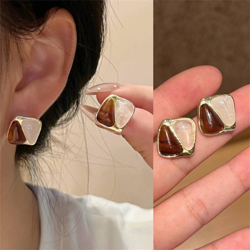 Kontrastfarbene Harz Quadratische Ohrstecker für Damenmode Süße Geometrie Hochzeitsschmuck Romantisches Valentinstagsgeschenk von Joom DACH