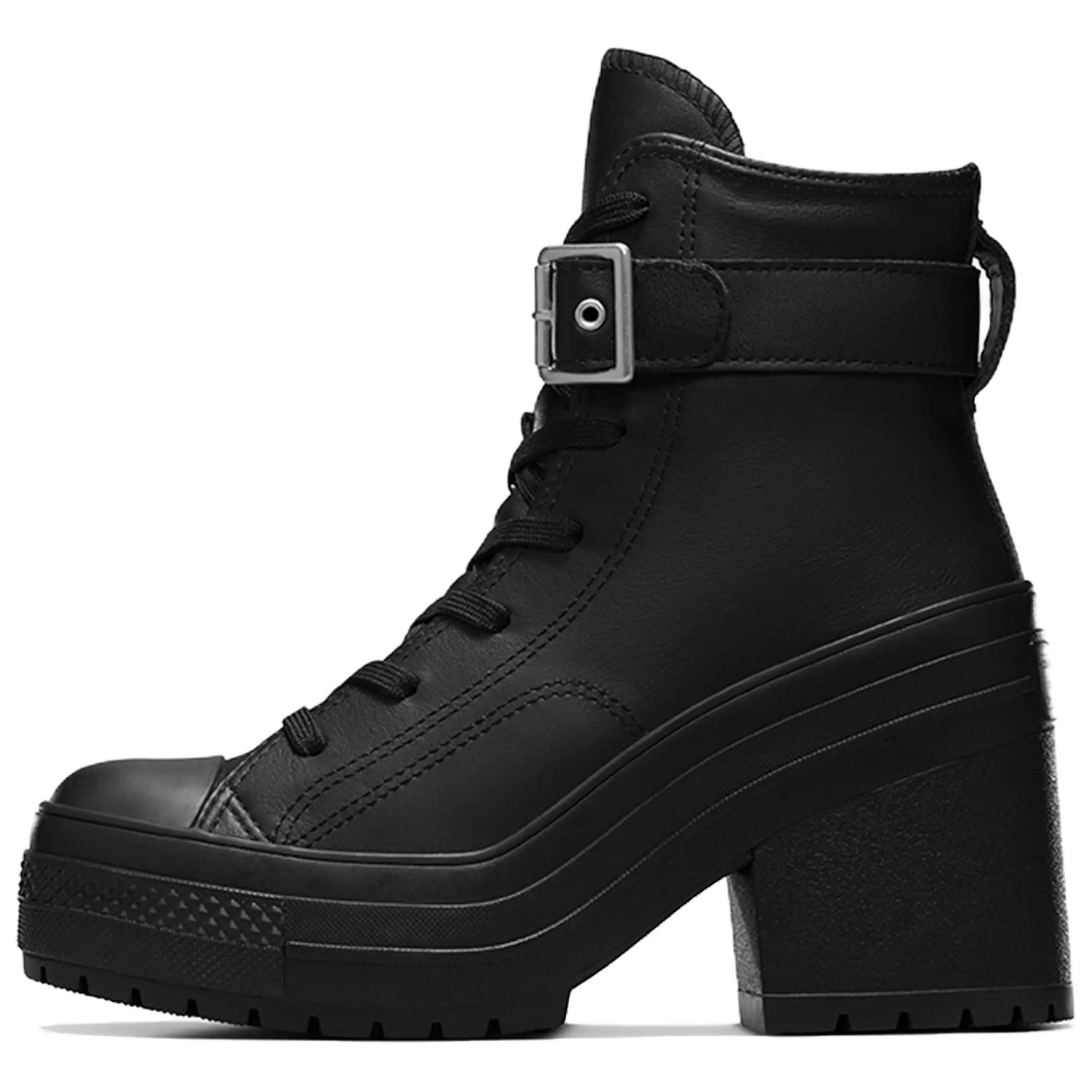 Converse Chuck 70 De Luxe Heel Leder High Schnalle - Triple Black Herren Sneaker A12208C 35 von Joom DACH