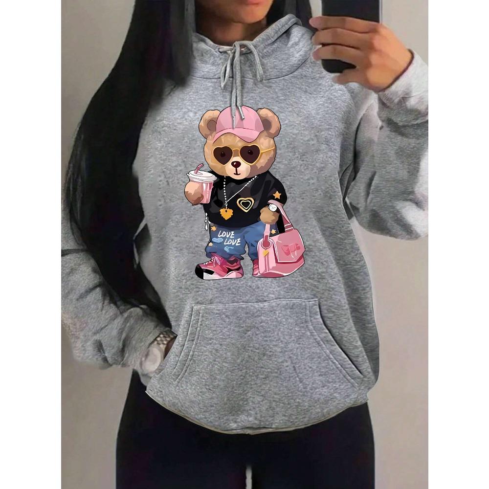 Cool Bären Schwester Muster Kreatives Design Damen Kleidung Kreativität Fleece Hoodie Harajuku Tasche Pullover Lustiger Herbst Kapuzenpullover 3XL von Joom DACH