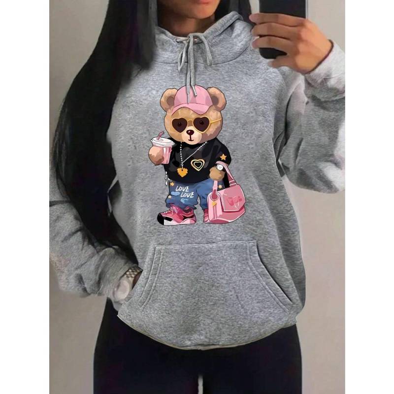 Cool Bären Schwester Muster Kreatives Design Damen Kleidung Kreativität Fleece Hoodie Harajuku Tasche Pullover Lustiger Herbst Kapuzenpullover 3XL von Joom DACH