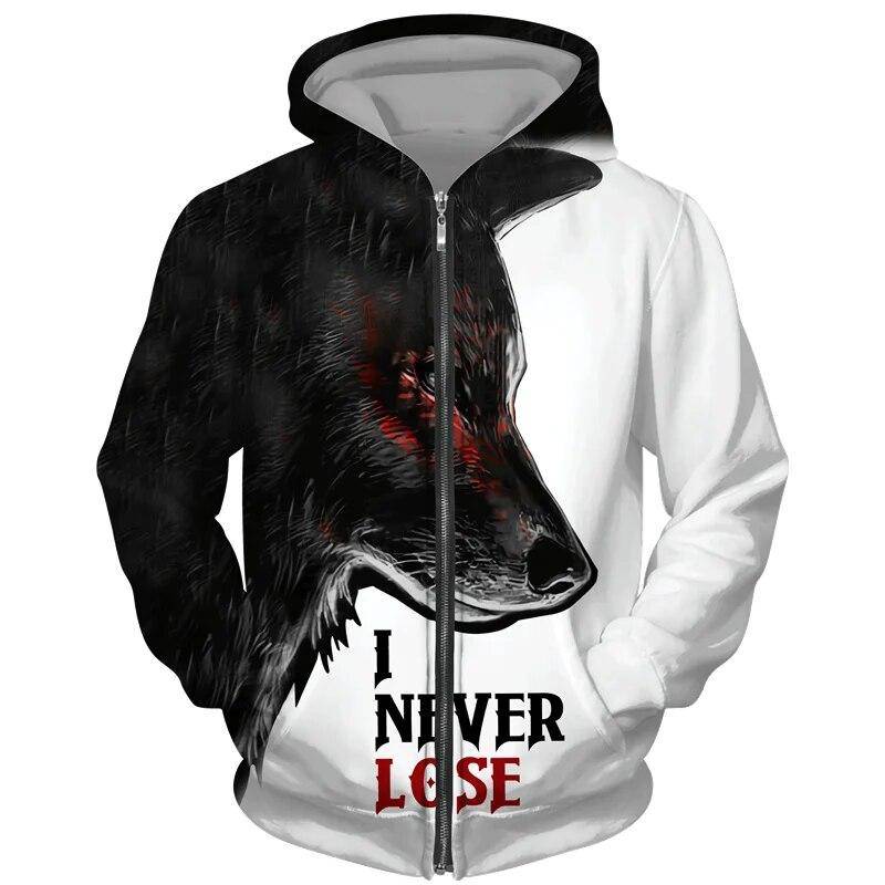 Coole 3D Wolf Gedruckt Zipper Hoodies Mode Männer/Frauen Streetwear Kapuzen Jacke Mantel Unisex Casual Hip Hop Pullover Sweatshirts 2XL von Joom DACH
