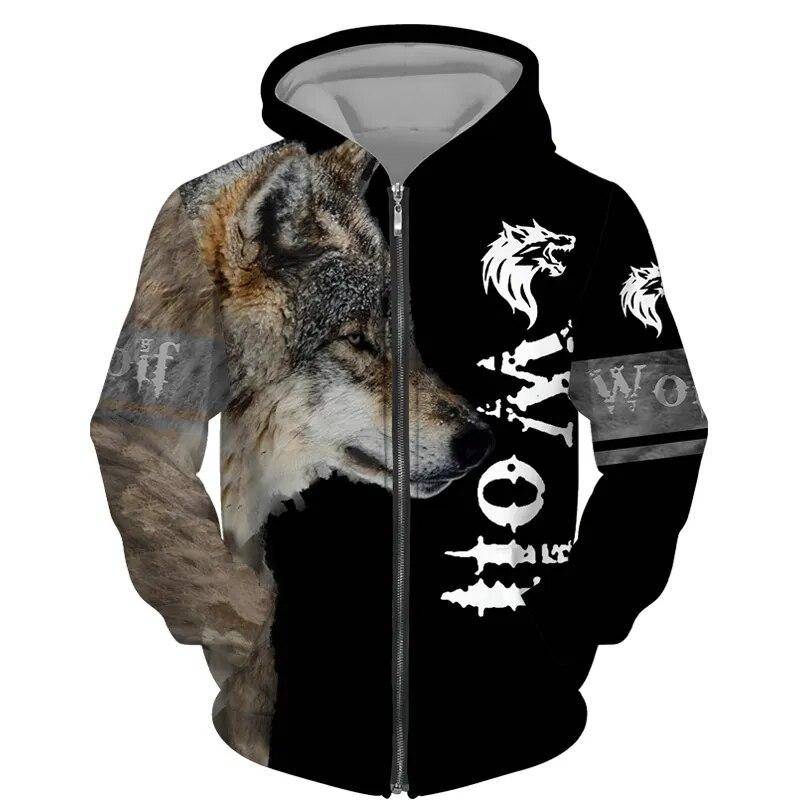 Coole 3D Wolf Gedruckt Zipper Hoodies Mode Männer/Frauen Streetwear Kapuzen Jacke Mantel Unisex Casual Hip Hop Pullover Sweatshirts XL von Joom DACH
