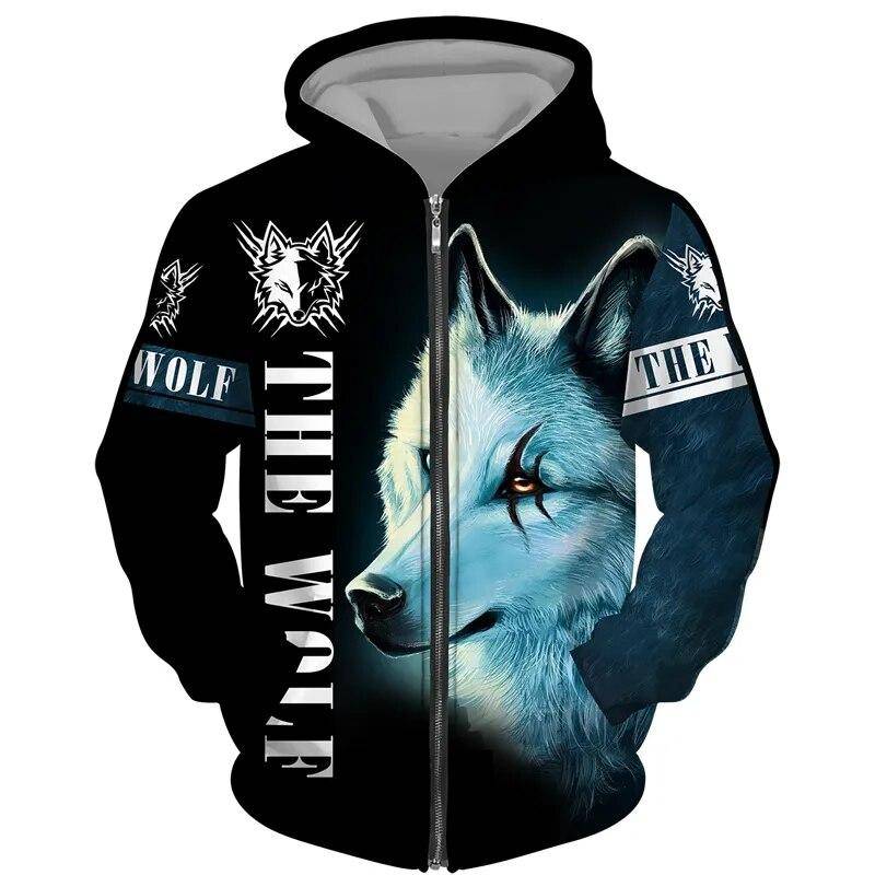 Coole 3D Wolf Gedruckt Zipper Hoodies Mode Männer/Frauen Streetwear Kapuzen Jacke Mantel Unisex Casual Hip Hop Pullover Sweatshirts XL von Joom DACH