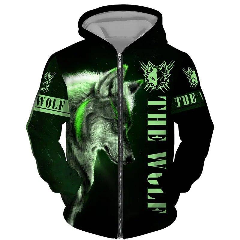 Coole 3D Wolf Gedruckt Zipper Hoodies Mode Männer/Frauen Streetwear Kapuzen Jacke Mantel Unisex Casual Hip Hop Pullover Sweatshirts XL von Joom DACH