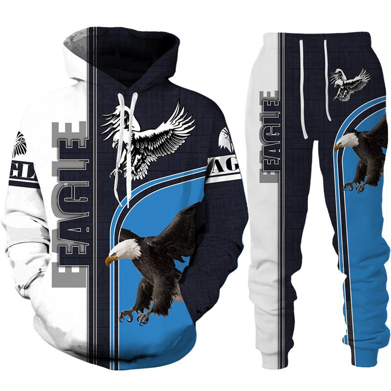 Coole USA-Flagge Eagle 3D gedruckt Hoodie/Anzug Männer Frauen Sweatshirts + Jogginghose Outfit Set Jogger Mode Hip Hop Streetwear Kleidung 3XL von Joom DACH