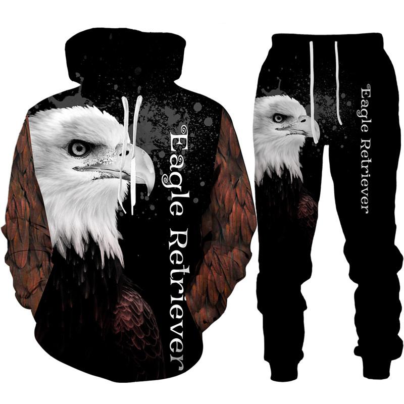 Coole USA-Flagge Eagle 3D gedruckt Hoodie/Anzug Männer Frauen Sweatshirts + Jogginghose Outfit Set Jogger Mode Hip Hop Streetwear Kleidung 6XL von Joom DACH