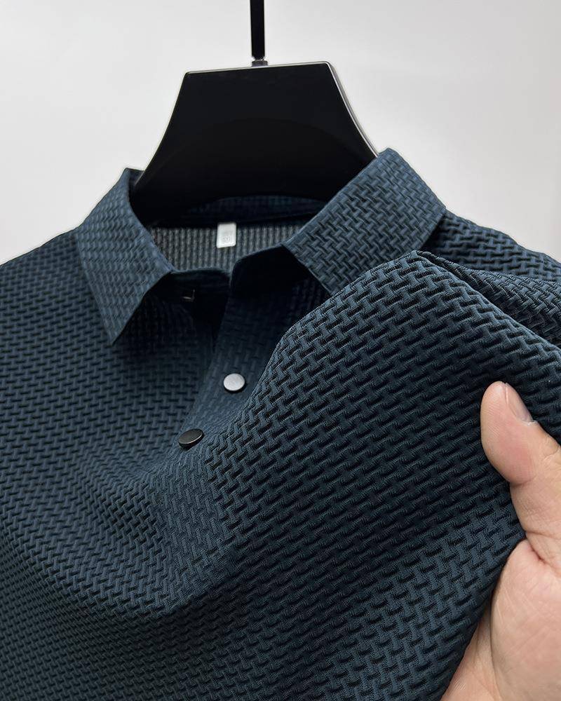 Cooles Mesh-Poloshirt aus Eisseide für Herren – Kurzarm, einfarbig, glattes Material, Hemdkragen, Sommerstil. XXL navy blau Cooles Mesh-Poloshirt aus Eisseide für Herren – Kurzarm, einfarbig, glattes Material, Hemdkragen, Sommerstil. XXL navy blau von Joom DACH