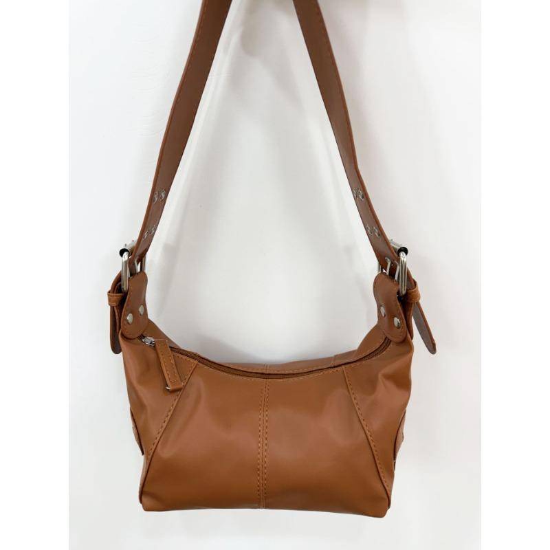 Cooles und stilvolles Nischendesign für Mädchen, eine modische Leder-Reißverschluss-Einzelschulter-Hand-Unterarmtasche im Retro-Stil braun von Joom DACH