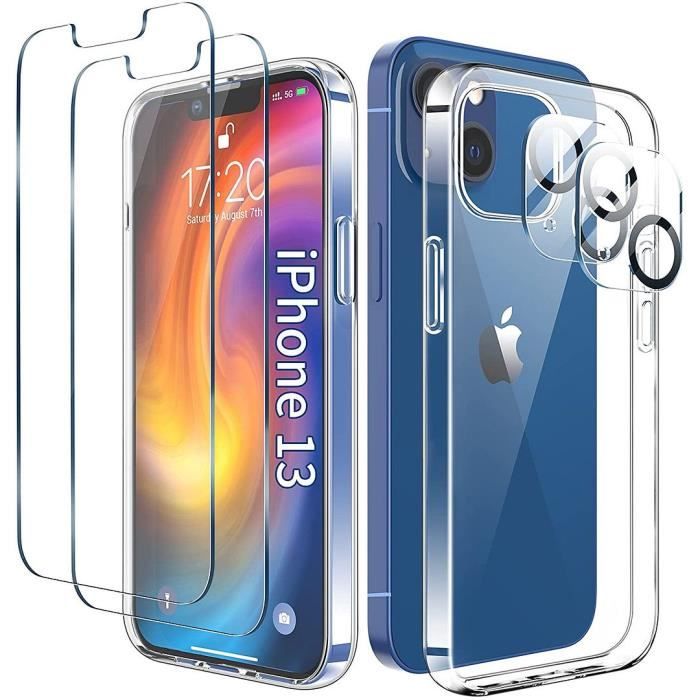 TPU Silikonhülle - für iPhone 13 mini - Ultraslim - Vollständiger Schutz - Transparent - 2 gehärtete Gläser transparent von Joom DACH