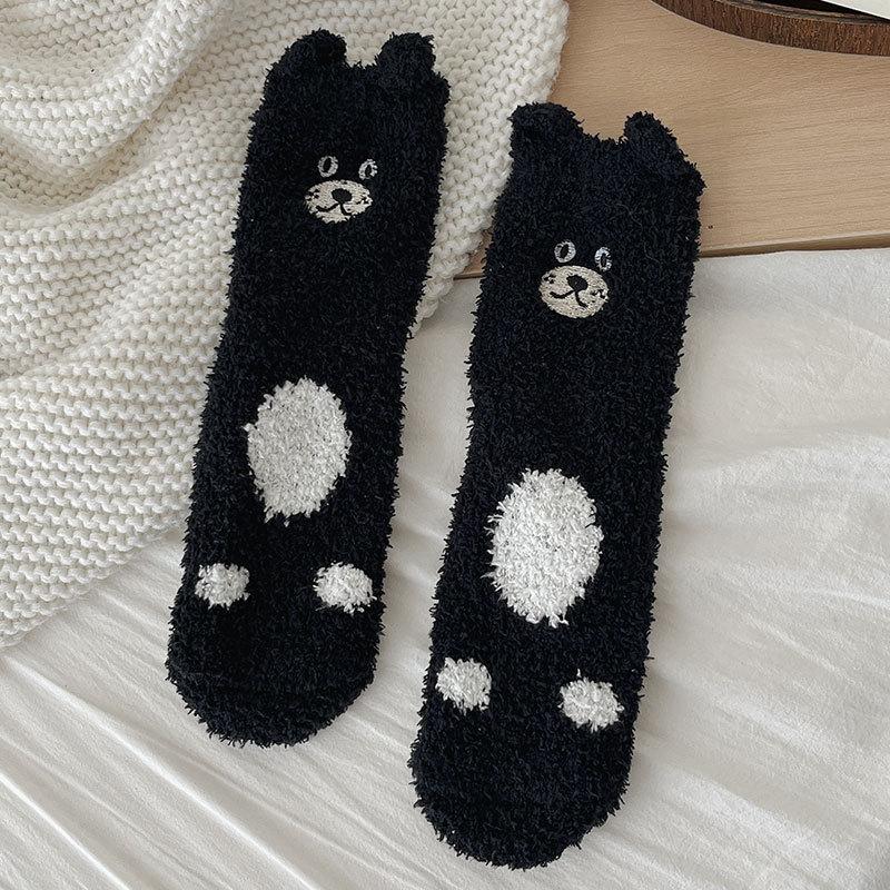 Korallfleece-Socken für Mädchen, Niedliche Plüsch-Schlafsocken für Herbst und Winter, Verdickte warme dicke Socken, Hausbodensocken für Winter 1 pair von Joom DACH