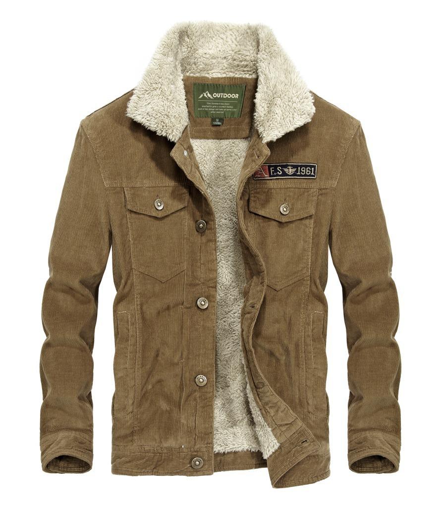 Cord Herren Baumwollmantel Casual Fit Kurze Version Herrenmantel Große Größe Plus Fleecejacke 3XL von Joom DACH