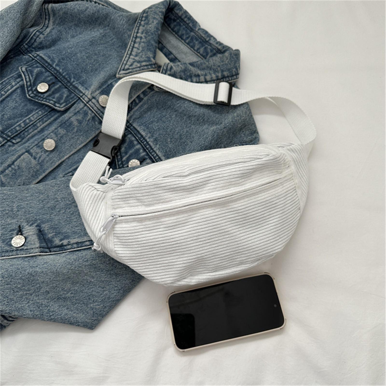 Cord-Hüfttaschen für Damen mit Reißverschluss, Umhängetasche für Damen, modische, lässige Reise-Gürteltasche, verstellbare Tasche von Joom DACH