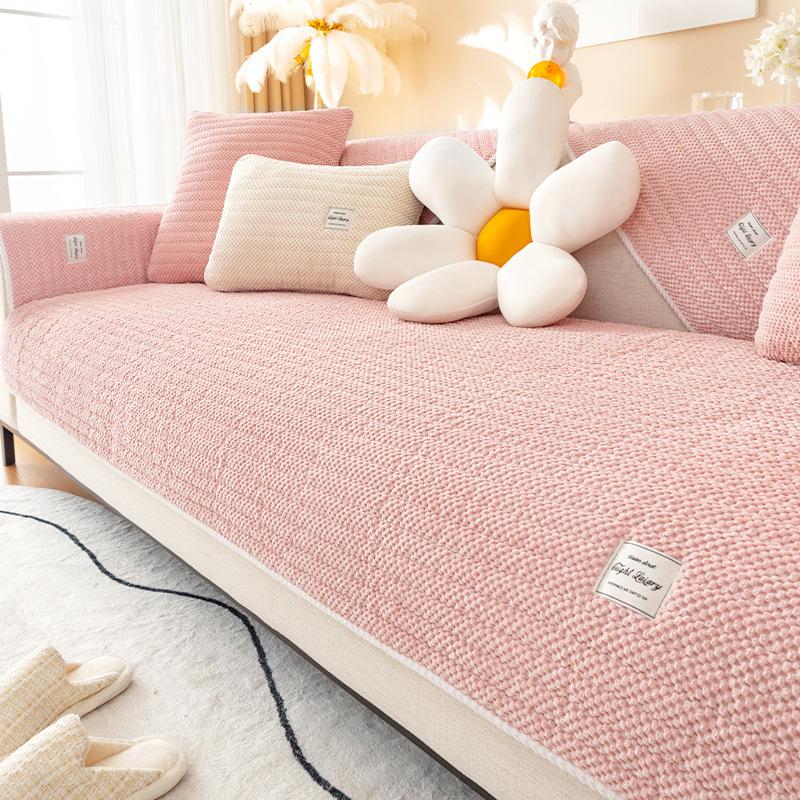 Cord-Sofabezug, allgemeiner Winter-Wohnzimmer-Sofa-Kissen, Leder-Sofabezug, dicker Plüsch, Rückenlehne, Handtuch, atmungsaktiver Bezug 110x210cm 1pcs rosa von Joom DACH
