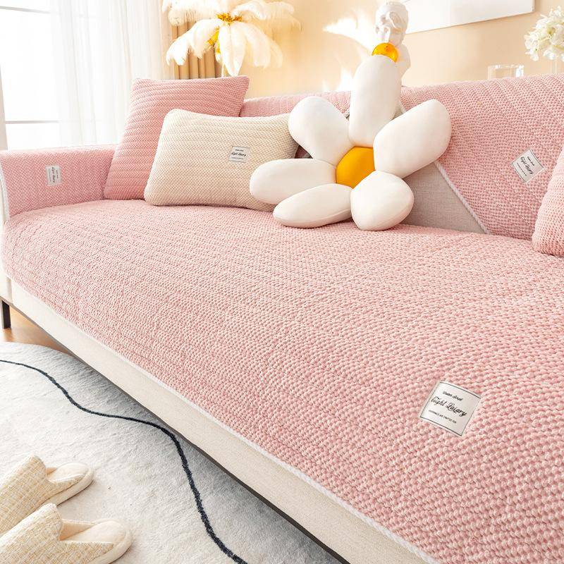 Cord-Sofabezug, allgemeiner Winter-Wohnzimmer-Sofa-Kissen, Leder-Sofabezug, dicker Plüsch, Rückenlehne, Handtuch, atmungsaktiver Bezug 110x210cm 1pcs rosa von Joom DACH