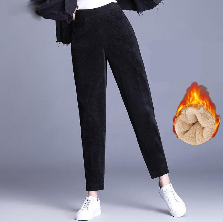 Cord gepolsterte warme Hose Frau Mode Stretch hohe Taille Damen Hose Winter einfache einfarbige Lammwolle Haremshose M schwarz Cord gepolsterte warme Hose Frau Mode Stretch hohe Taille Damen Hose Winter einfache einfarbige Lammwolle Haremshose M schwarz von Joom DACH