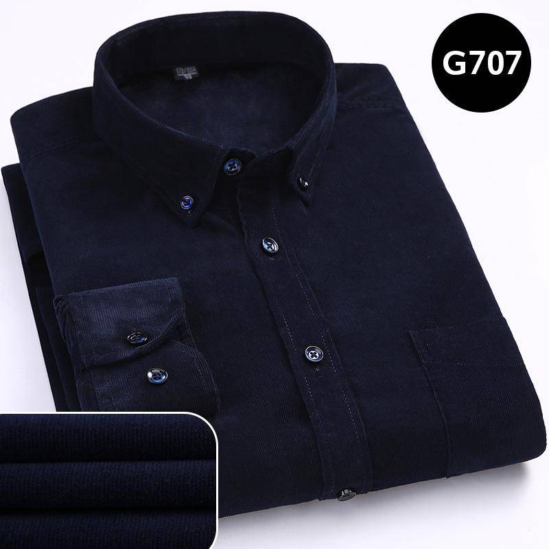 Cordhemd Herren Freizeithemden Weiche Freizeit Einfarbig Passform Langarm Herrenhemd Übergroße Kleidung 46 navy blau von Joom DACH