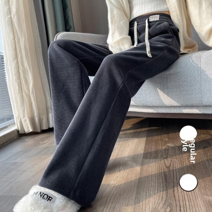 Cordhose mit weitem Bein für Damen – Diese dicken, warmen Hosen sind mit oder ohne Samtfutter erhältlich und perfekt für Herbst und Winter. 3XL von Joom DACH