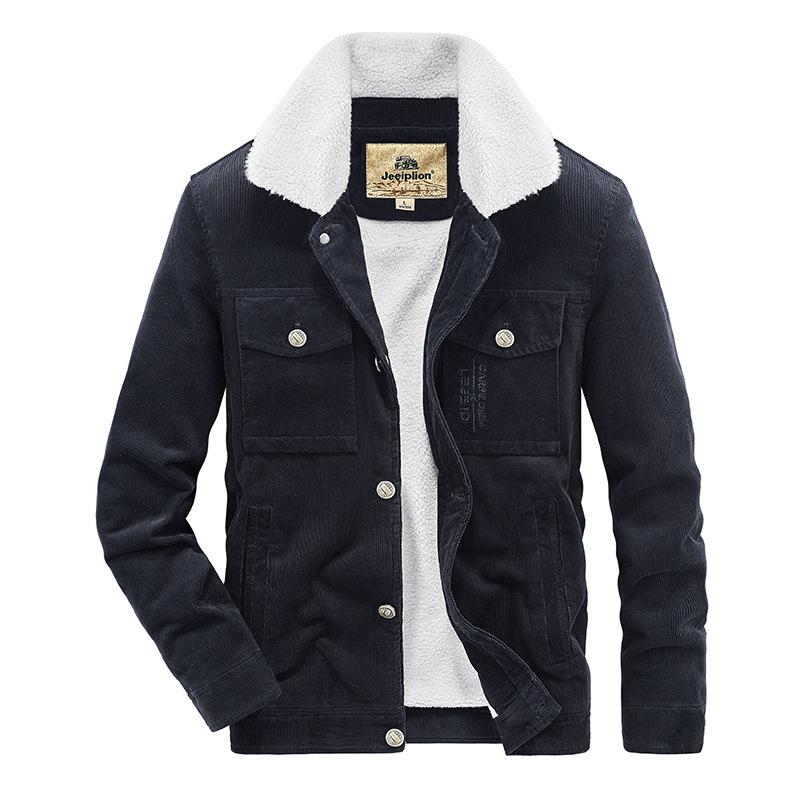 Cordjacke für Herren, Winterjacke aus Samt mit Revers für Herren, trendiger Retro-Sherpa-Baumwollmantel 5XL von Joom DACH