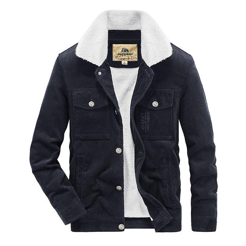 Cordjacke für Herren, Winterjacke aus Samt mit Revers für Herren, trendiger Retro-Sherpa-Baumwollmantel 5XL von Joom DACH