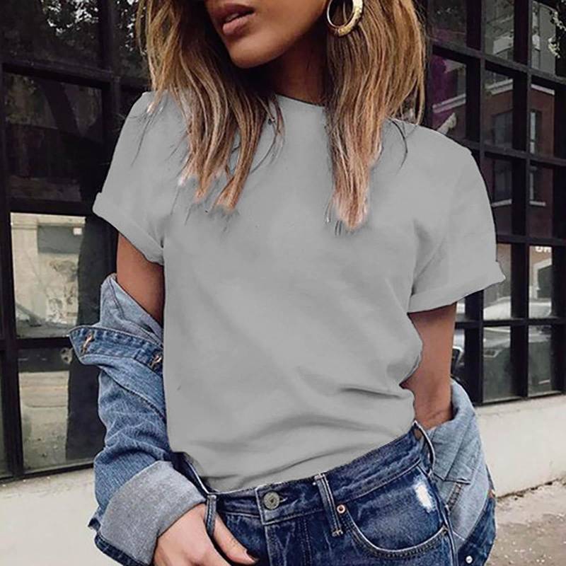 [Cornerstone] Modische Freizeitbluse für Damen in Übergröße, einfarbiges T-Shirt mit V-Ausschnitt und kurzen Ärmeln M graue von Joom DACH