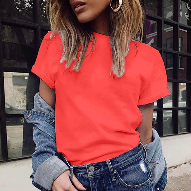 [Cornerstone] Modische Freizeitbluse für Damen in Übergröße, einfarbiges T-Shirt mit V-Ausschnitt und kurzen Ärmeln XXL rot von Joom DACH
