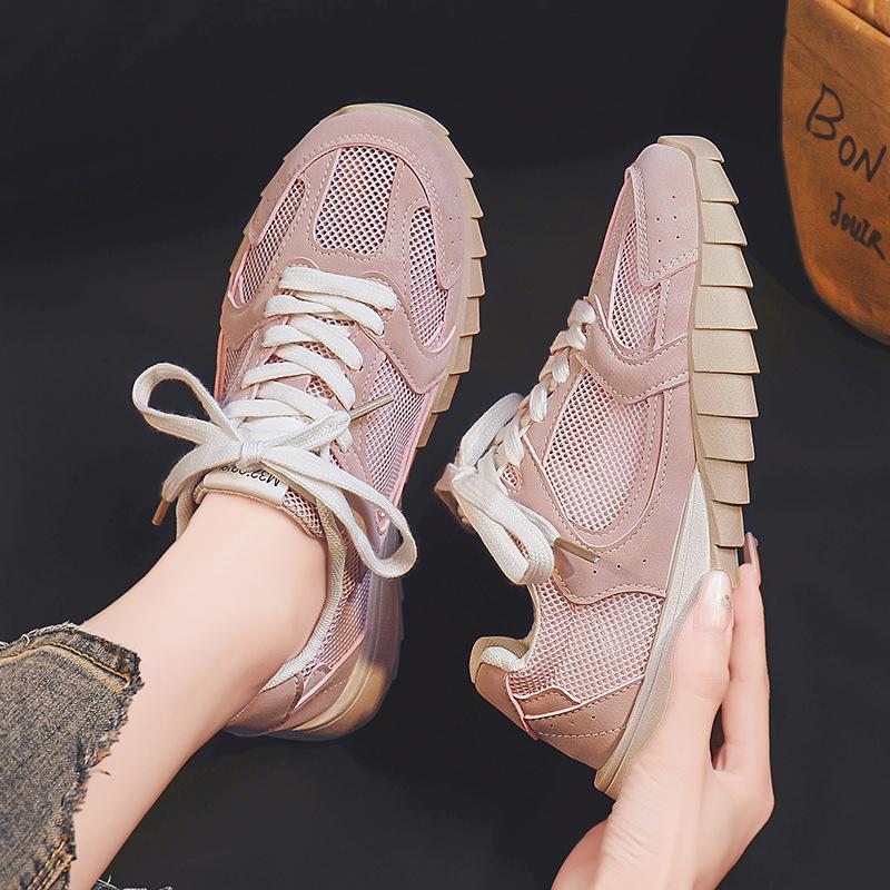 Cortez Damen Sommer Neue Flache Atmungsaktive Sneaker Mode Klobige Sneaker Damen Vielseitige Plateauschuhe 40 rosa von Joom DACH
