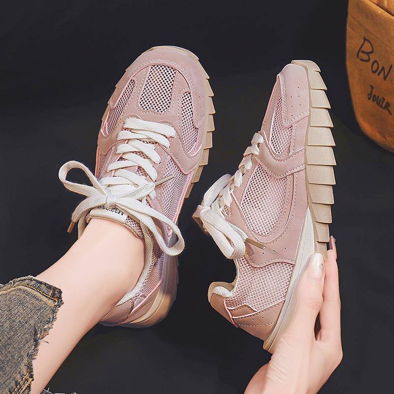 Cortez Damen Sommer Neue Flache Atmungsaktive Sneaker Mode Klobige Sneaker Damen Vielseitige Plateauschuhe 40 rosa von Joom DACH