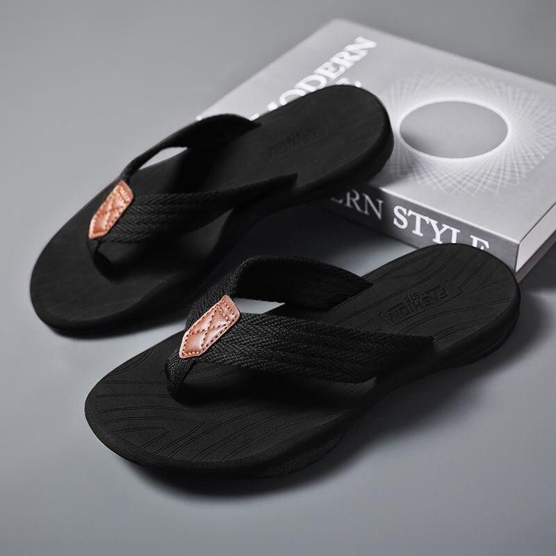 Coslony Flip-Flops für Herren, Hausschuhe, Sommer, Outdoor-Hausschuhe, Strand, männlich, weicher Boden, rutschfeste Hausschuhe, Schuhe, Hausschuhe 47 schwarz von Joom DACH