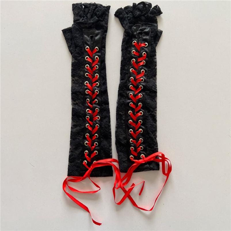 Cosplay Handschuhe 1 Paar Halloween Retro Damen Lange Handschuhe Gothic Spitze Fingerlos One Size von Joom DACH