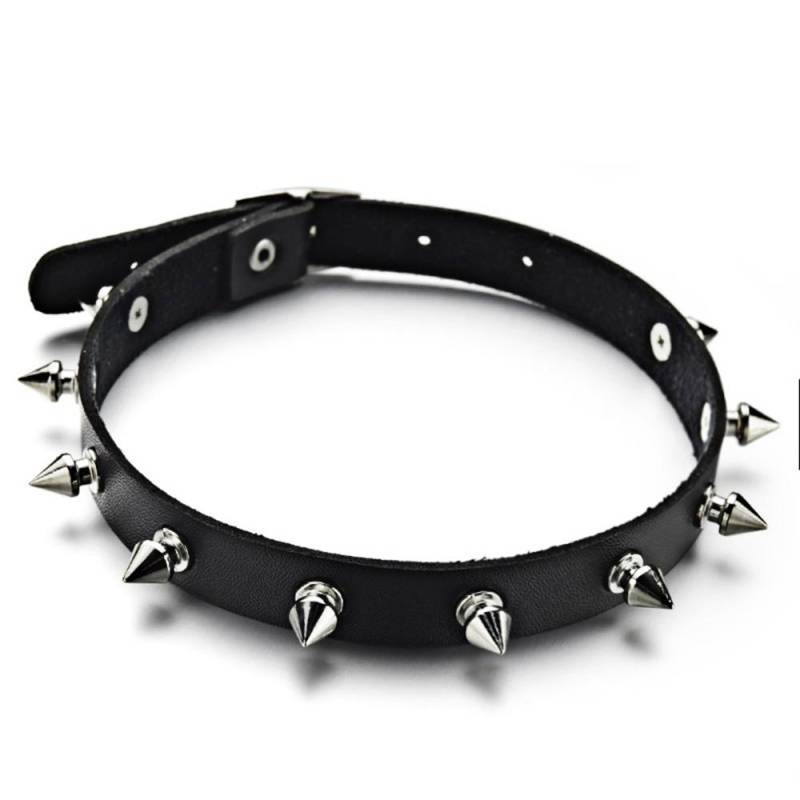 Cosplay Niet Schwarz Damen Zink Zinklegierung Metall Spike Halskette Schlüsselbeinkette PU Leder Halskette Schmuck schwarz von Joom DACH