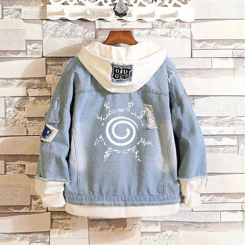 Cosroad Naruto Jeansjacke Uchiha Sasuke Cosplay Frühling Herbst Jeans Kapuzenpullover Herren Damen Kostüme Outwear Mäntel L von Joom DACH