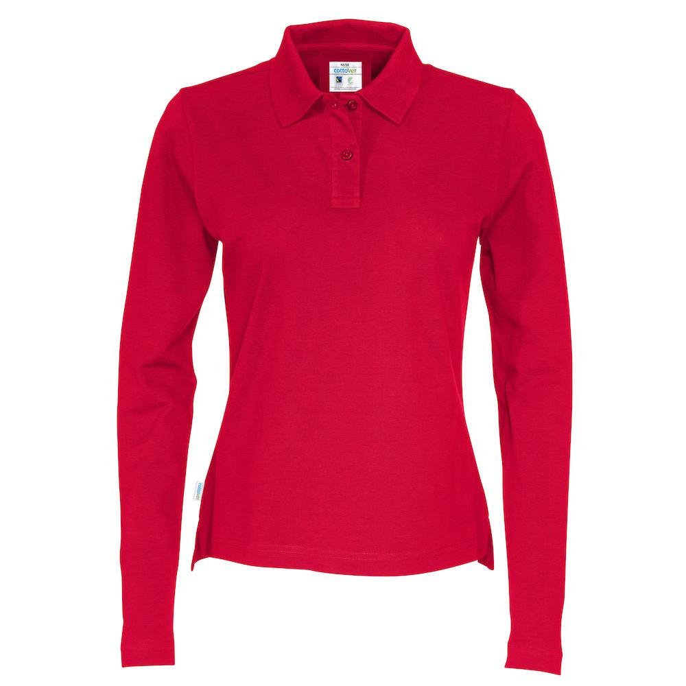 Cottover Damen-Pique-Langarm-Poloshirt XXL rot von Joom DACH
