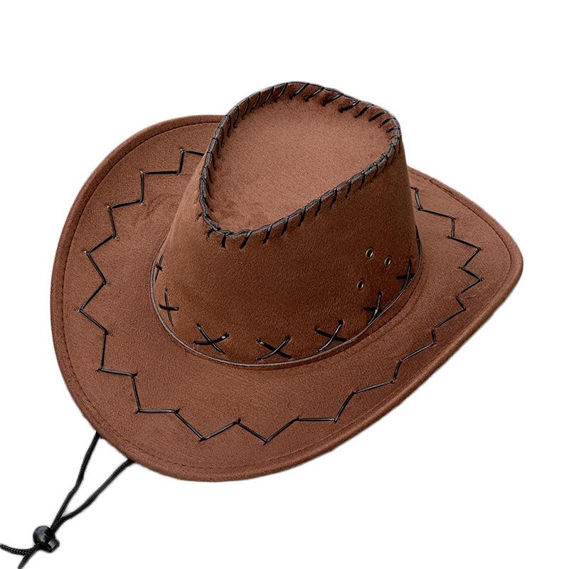 Cowboyhüte für Herren und Damen Sonnenblende Grasland Sonnenhut Western Cowboyhut Hut mit breiter Krempe 58cm braun von Joom DACH