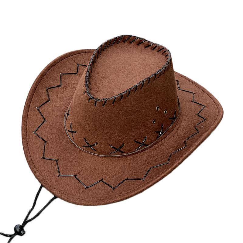 Cowboyhüte für Herren und Damen Sonnenblende Grasland Sonnenhut Western Cowboyhut Hut mit breiter Krempe 58cm braun von Joom DACH