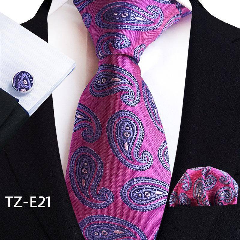 Cozy Up 3,15 Zoll Paisley Herren Dreiteiliges Set Krawatte Manschettenknöpfe Taschentuch von Joom DACH