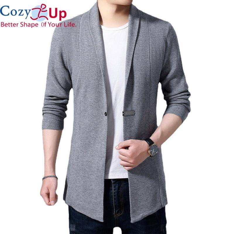 Cozy Up Cardigan Herrenpullover Frühling Herbst Herren Lässige Strickjacke Jacke Mann Einfarbig Langer Pullover Windjacke Einknopf-Mäntel XXXL grau von Joom DACH