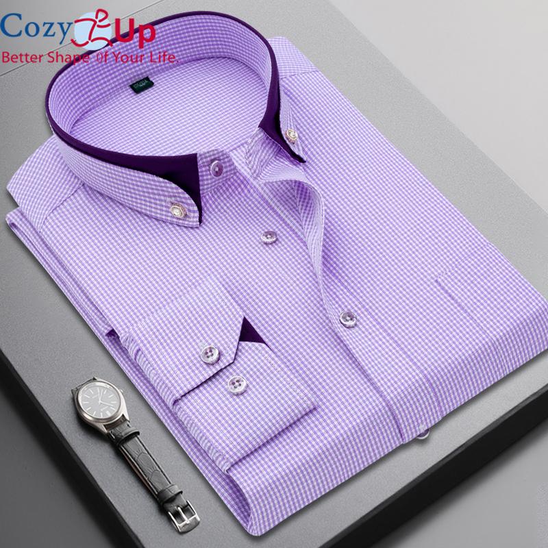 Cozy Up Herren-Langarmhemd, Frühlingsstreifen-Freizeithemd für Herren 41/2XL violett Cozy Up Herren-Langarmhemd, Frühlingsstreifen-Freizeithemd für Herren 41/2XL violett von Joom DACH