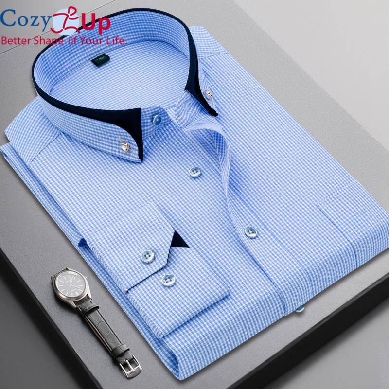 Cozy Up Herren-Langarmhemd, Frühlingsstreifen-Freizeithemd für Herren 41/2XL blau von Joom DACH