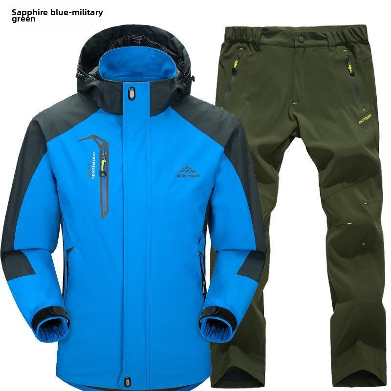 Cozy Up Herren Outdoorjacke Frühling und Herbst Dünn Wasserdicht Winddicht Atmungsaktiv Wanderanzug Zweiteiliges Set XL von Joom DACH