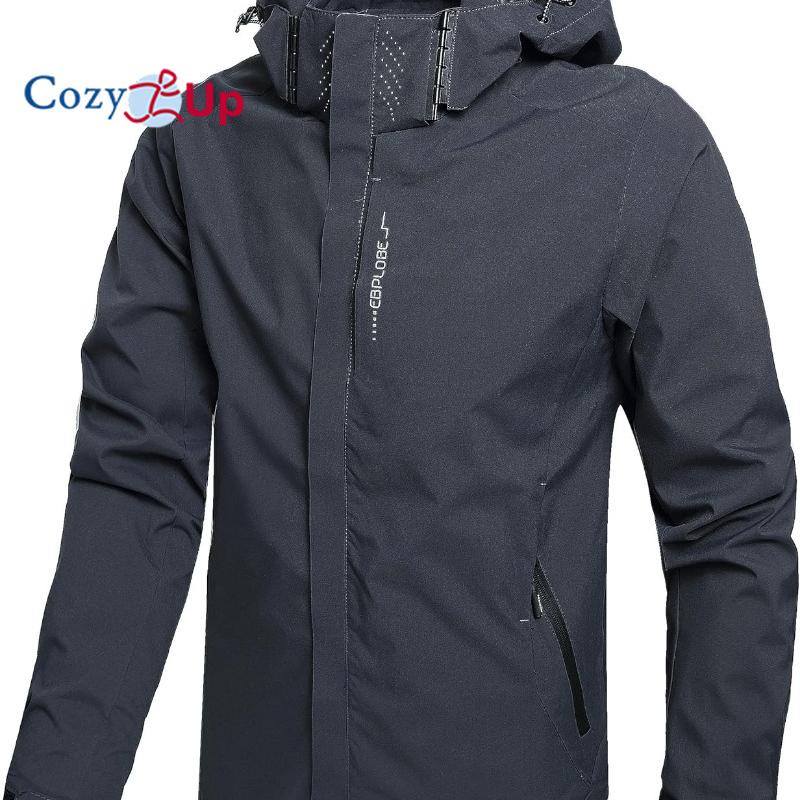 Cozy Up Herren-Regenjacke, leicht, wasserdicht, Shell-Regenmantel mit Kapuze, Wander-Windschutzjacke 3XL grau von Joom DACH