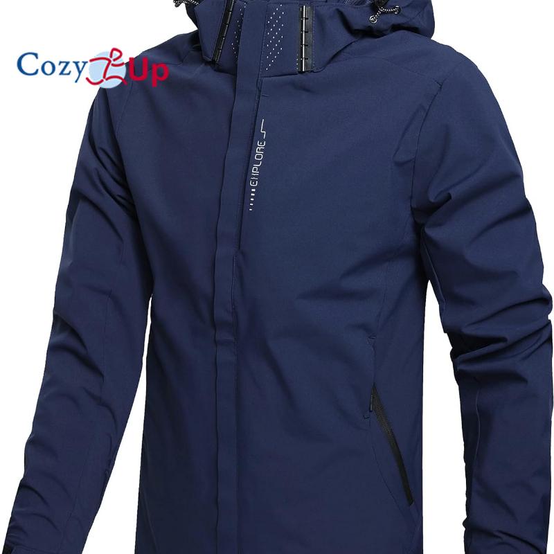 Cozy Up Herren-Regenjacke, leicht, wasserdicht, Shell-Regenmantel mit Kapuze, Wander-Windschutzjacke 5XL navy blau von Joom DACH