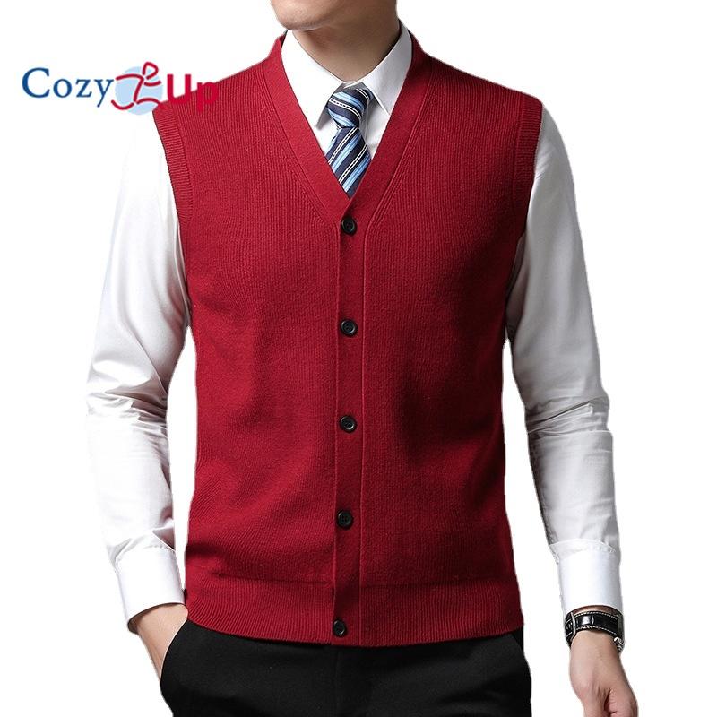 Cozy Up Herren-Strickjacke, lässiger einfarbiger Weste-Weste-Pullover M rot von Joom DACH