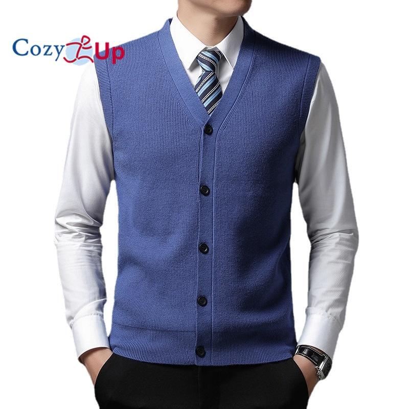 Cozy Up Herren-Strickjacke, lässiger einfarbiger Weste-Weste-Pullover XL blau von Joom DACH