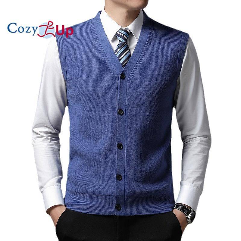 Cozy Up Herren-Strickjacke, lässiger einfarbiger Weste-Weste-Pullover XL blau von Joom DACH